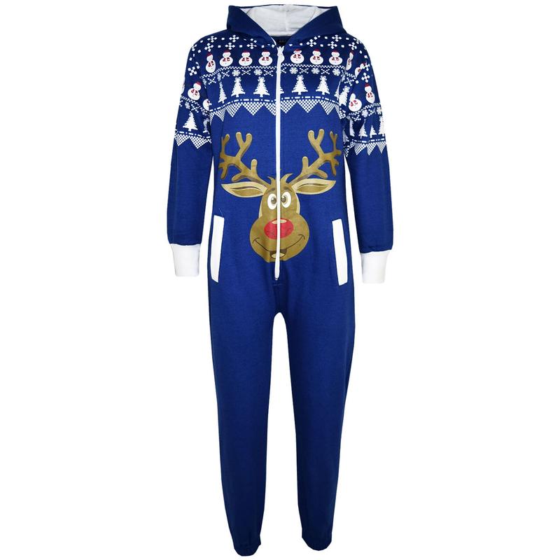 Kids Girls Boys Novelty Christmas Santa Claus Penguin Snowman Reindeer Print Onesie All In One Jumpsuite New Age 5-13 Years 4