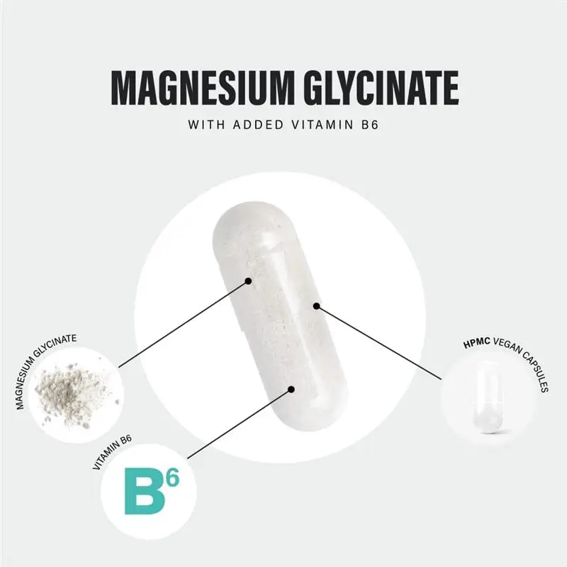 Magnesium Glycinate 1500mg & Vitamin B6 Capsules - High Strength for Energy & Muscle Support (120 Count) Healthcare Supplement Fitness Dietary Bathroom 2