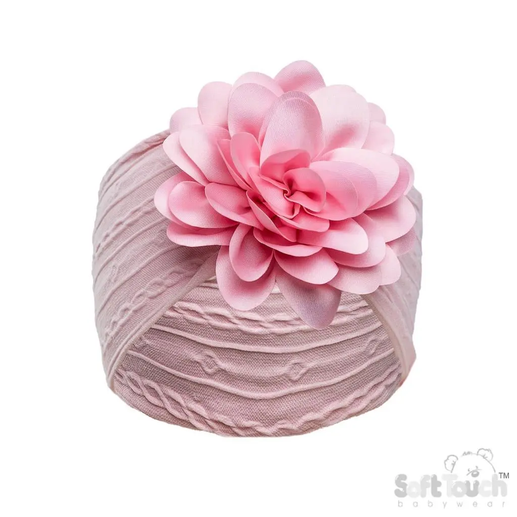 Baby Girl Pink Cable Knit Bow Headband