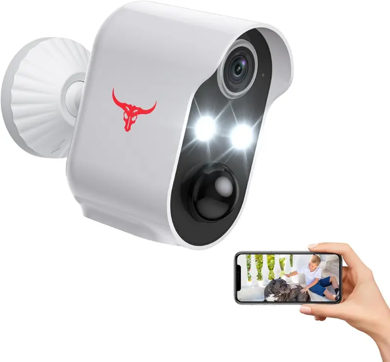 1080p Wireless Solar Security Camera with 4 Spotlights for Indoor Outdoor Use, AI Human Detection, Live View, 2-Way Talk, Color Night Vision, 2.4G WiFi Only, Cloud Storage 6