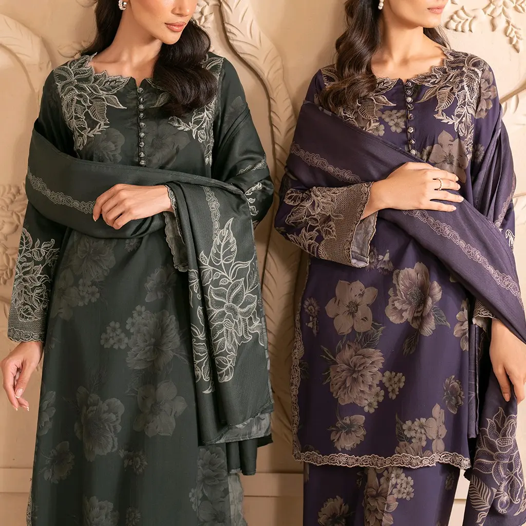 Royal Iznik Purple & Green 3-Piece Ready-to-Wear Suit Elegance Comfort