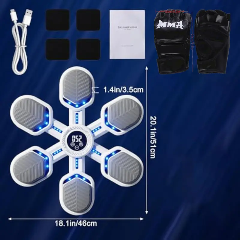 Music Boxing Machine, Intelligent Boxing Machine with Lighting, Wall Mounted Boxing Machine for Adults and Kids, Supports Bluetooth, Speed Adjustment, Mounting Height 7