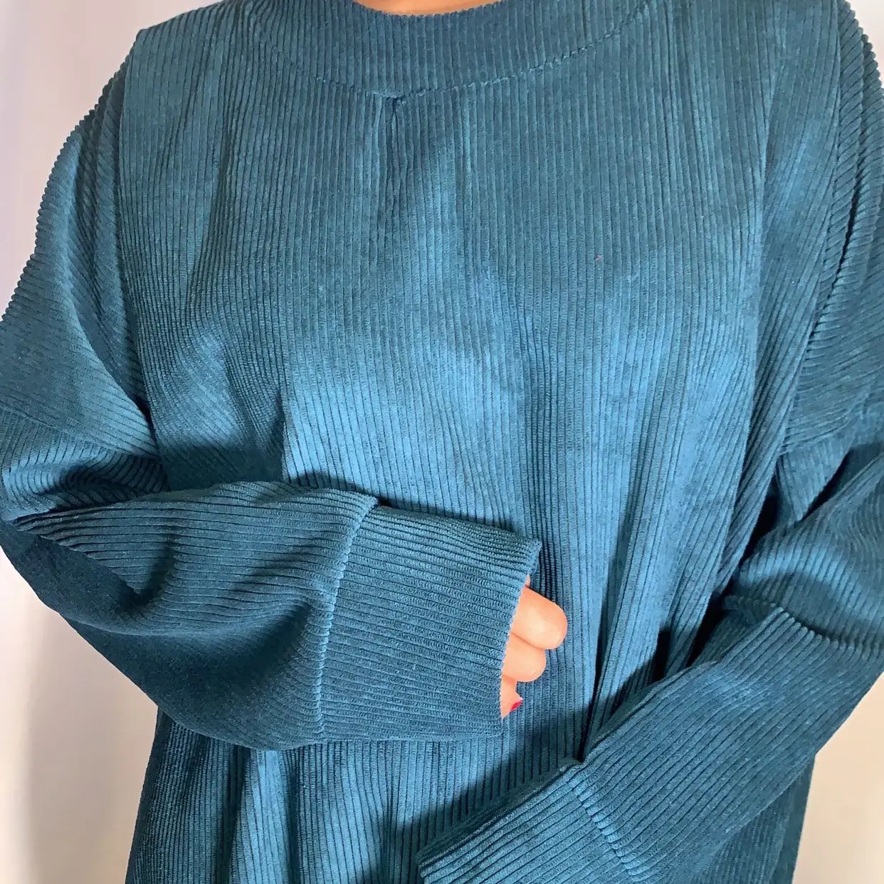 Corduroy long sleeve maxi