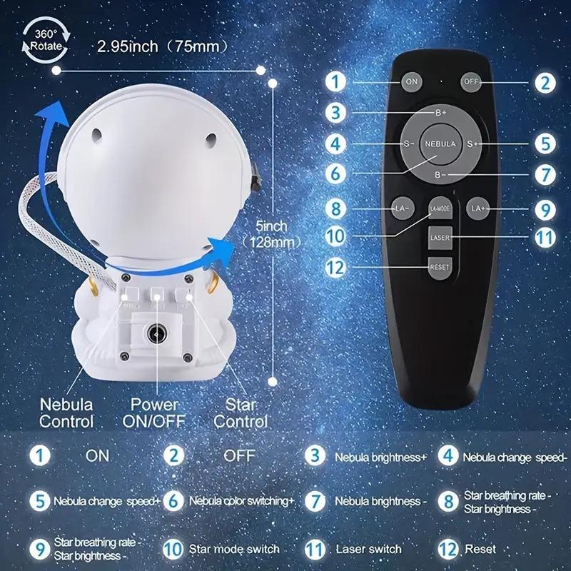 Astronaut Robot Star Projector Galaxy Night Light with Remote Control and Timer - Audio, Game - affordable for bedroom 4