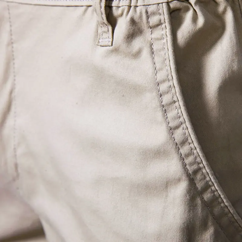 Fashion Mens 100% Cotton Business Casual Shorts Summer New Social Elastic Waist Cargo Shorts Bermuda Beach Gym Shorts Men Menswear Pocket 4