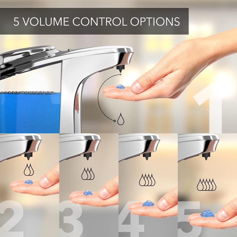 Touchless Automatic Soap Dispenser White & Silver - Wash Hands 1400x on a Single Fill, Large Tank (17oz) - Electric Liquid Soap Dispenser for Bathroom, Kitchen Countertop - Fun for Kids, Adults 6