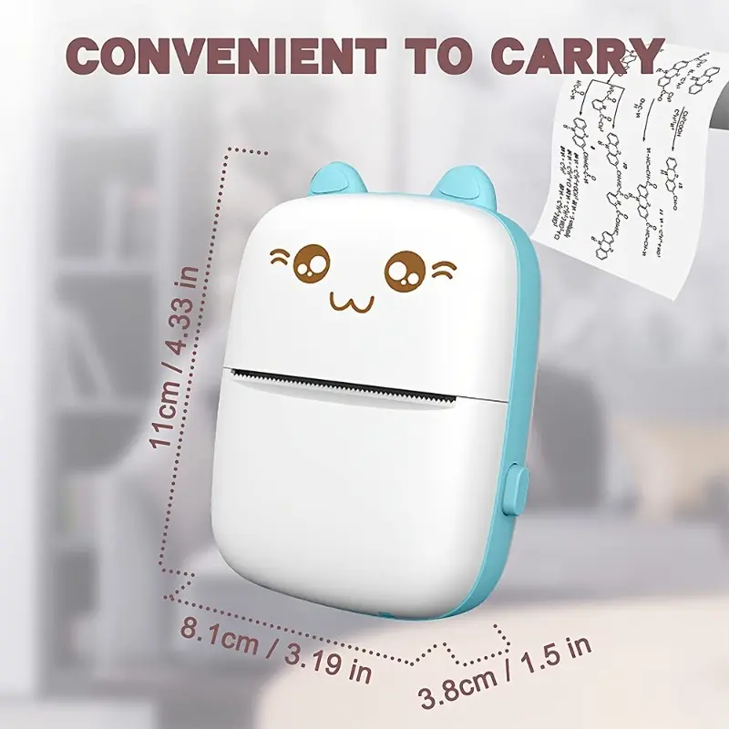 Portable Printer, Mini Pocket Wireless BT Thermal Printers for Smartphone, BT Inkless Printing Gift for Label Receipt Photo Notes Study Home Office 1