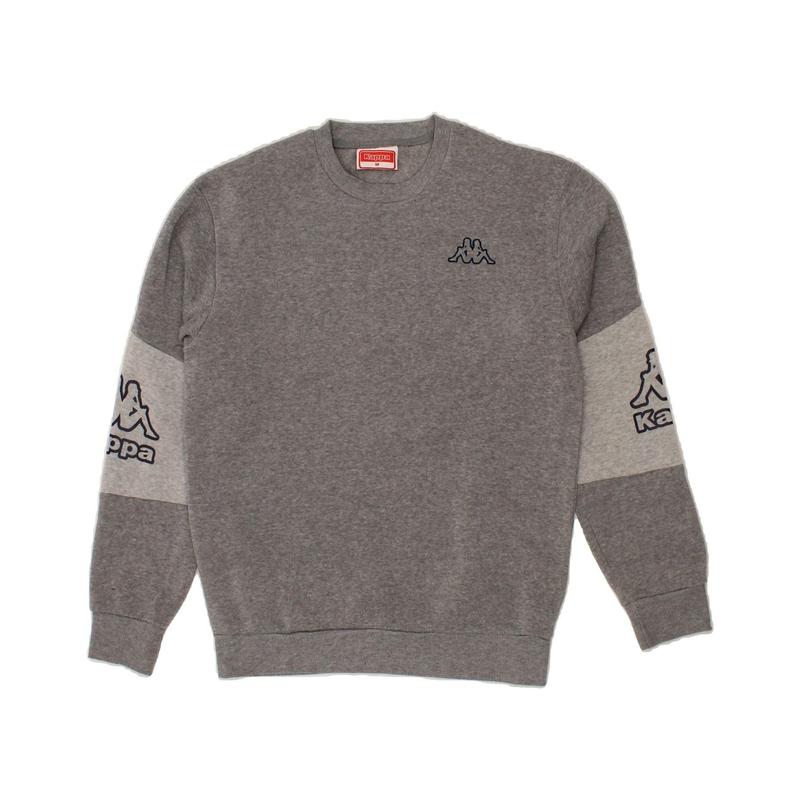 Pre-Owned Vintage KAPPA Mens Graphic Sweatshirt Jumper Medium Grey Colourblock Polyester 0