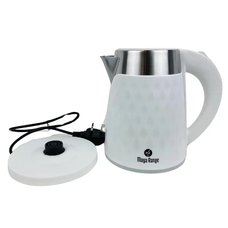 Maya Range Honey Comb 1.8L Cordless Electric Kettle, 2.2kW Fast Boil, Black Premium Plastic, Removable Anti-Scale Filter, Push Button Lid, Perfect Pour Spout, Stainless Steel Interior (White) 2