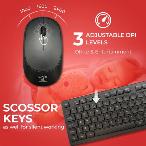 2.4GHz Wireless Keyboard And Mouse Set UK USB Dongle For PC Laptop Full-Size NEW 1