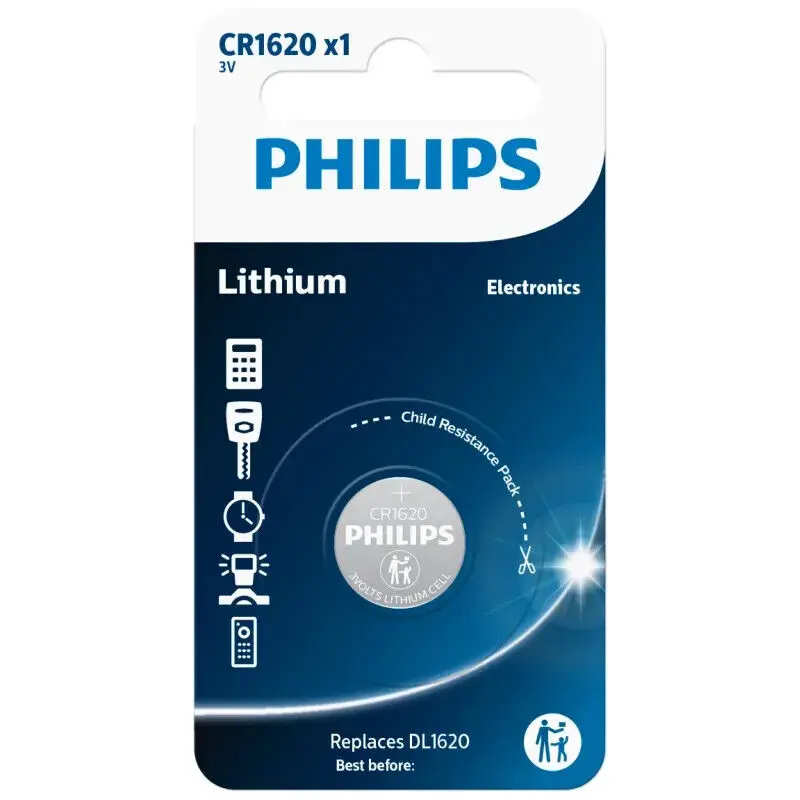 1 x Philips CR1620 Lithium Coin Cell Battery DL1620 3V