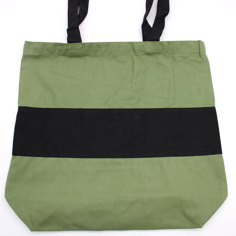 Eco Cotton Bags - Two Tone Cotton Bag - 38x42x12cm - Green & Black 1