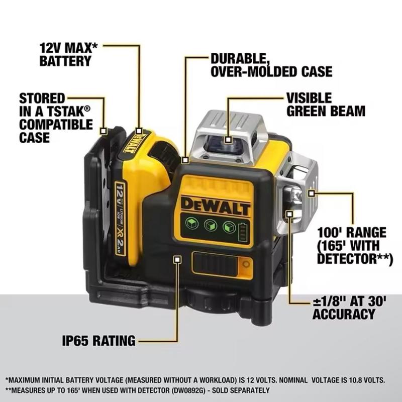 DEWALT DW089LG Laser Level - Self Levelling 12 Line, 3 x 360 Degrees Green+Beam+easy+level+greenlight+ Dewalt laser level 5