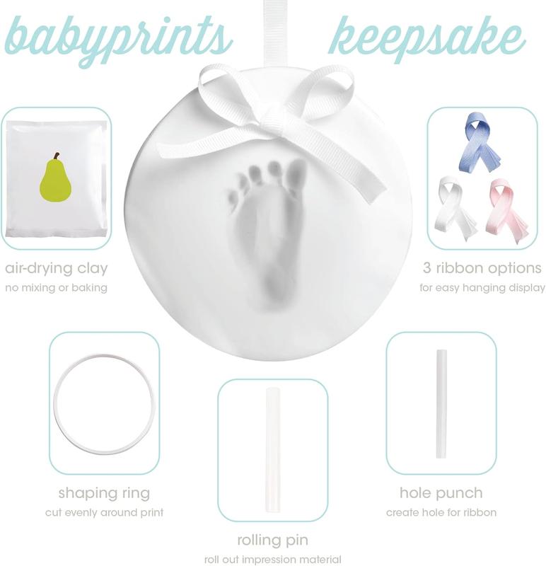 Babyprints Baby Handprint or Footprint No Bake Keepsake Ornament, Excellent Mothers Day, Christening or Baptism Gift, Gift For New Mum, 50020 3