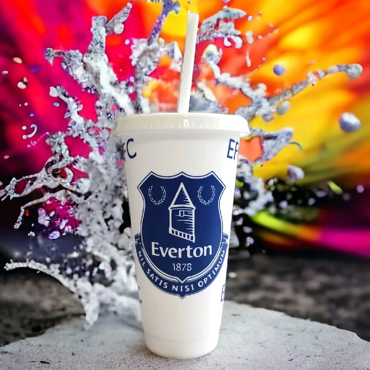 24oz Everton FC Inspired Personalised Cold Cup Drinkware Lid Straw Bottle Water Bottles Tumbler Portable Mug Washable Reusable Christmas Gift custom tumblers cups