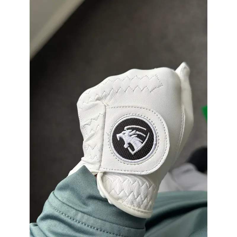 Pearl White Premium Cabretta Leather Panther Golf Glove 3