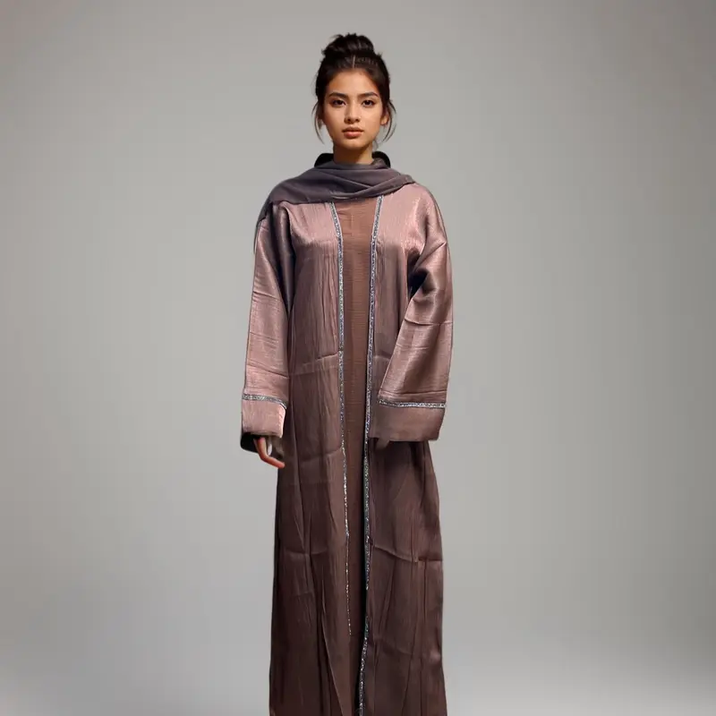 SAFA ABAYA | Embellished Border | Shiny Shimmering Abaya with embellishments | Matching Hijab & Slip, Modest Fashion, size 50 to 58, Muslim Fashion, Women's Islamic Clothing, Modest Muslim Clothes 1