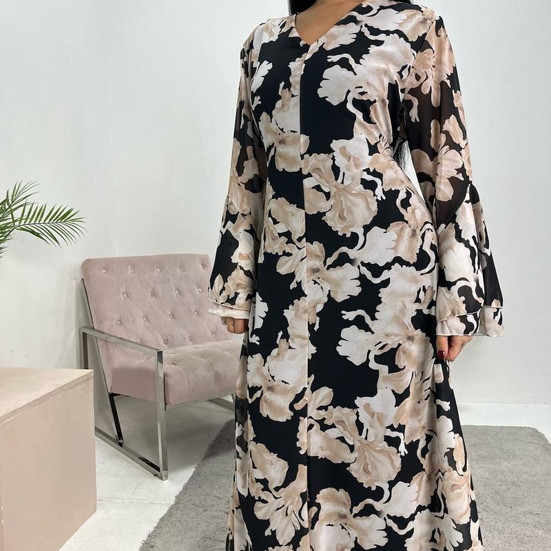 Ladies floral print modest dress onesize uk 6-14 8