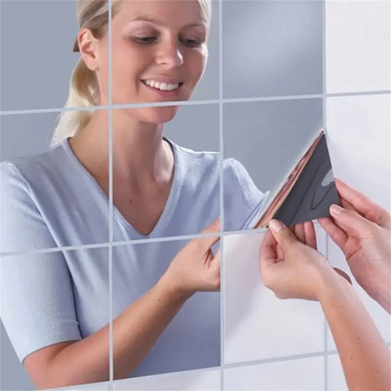 2m Large Mirror Wall Sticker Roll Self Adhesive Bathroom Room DIY Decor Stick On 4