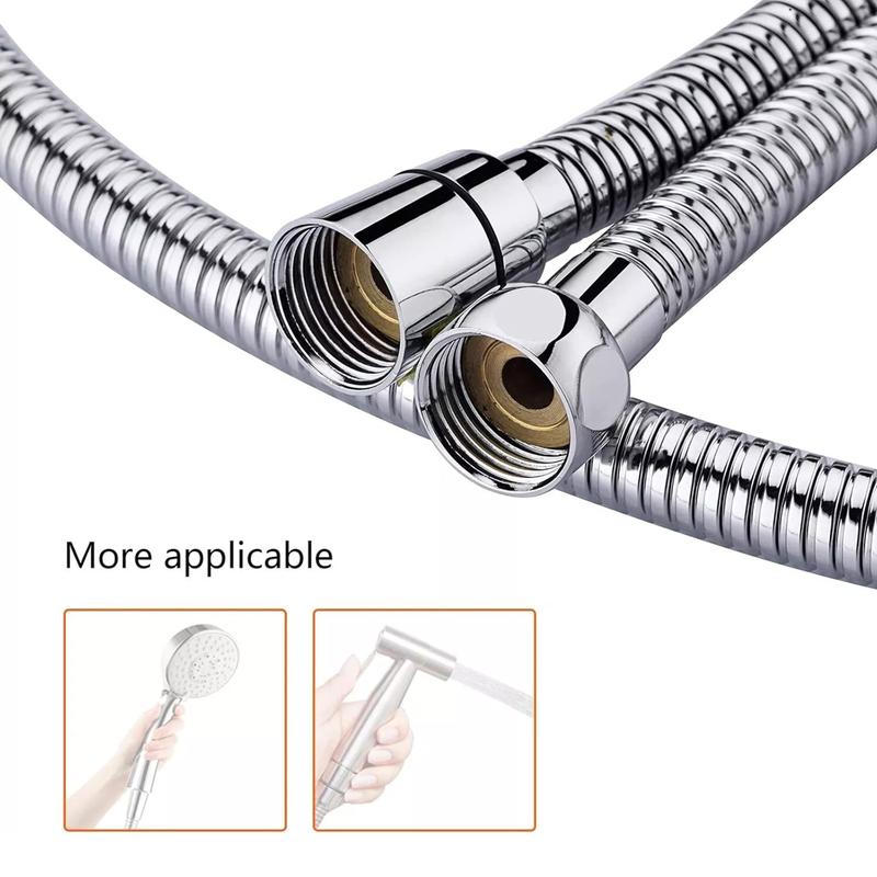 Stainless Steel Long Shower Hose for Bath Taps with 2 Washers, 1.75m (69”) - Bathroom Fixture 3