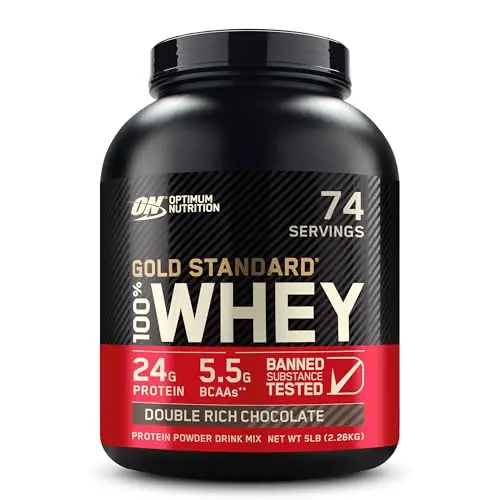 Optimum Nutrition Gold Standard 100% Whey Protein, Muscle Building Powder With Naturally Occurring Glutamine and BCAA Amino Acids, Chocolate Peanut Butter Flavour, 71 Servings, 2.27 kg 4