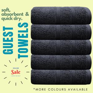 A & B TRADERS - 6X Guest Towels 100% Egyptian Cotton - Size 30cm x 50cm - Soft Quick Dry - Small Hand Towels Pack