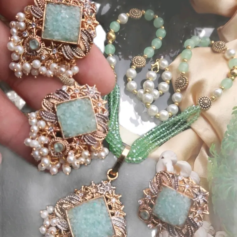 fancy party new necklace with earrings and ring 0