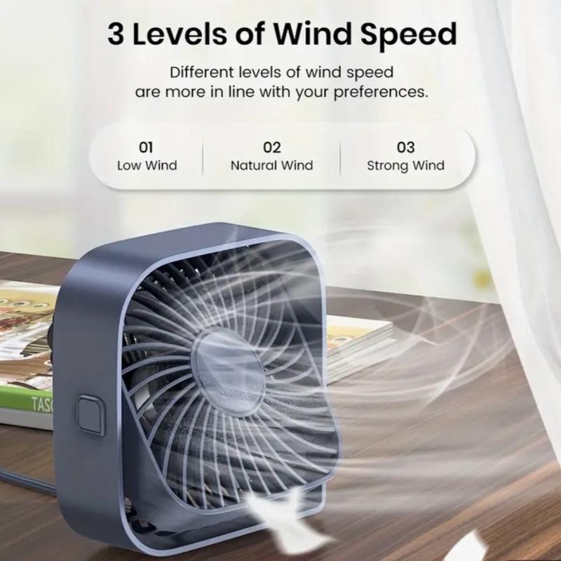 Portable USB Desk Fan Colour Blue, with 3 Speed Setting and 360 Degree Silent Rotation Colour Blue. 2