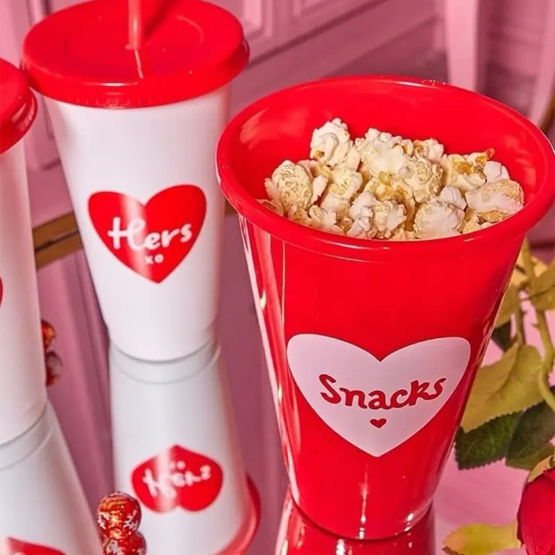 His & Hers Movie Night Tumblers & Snack Box Set 4