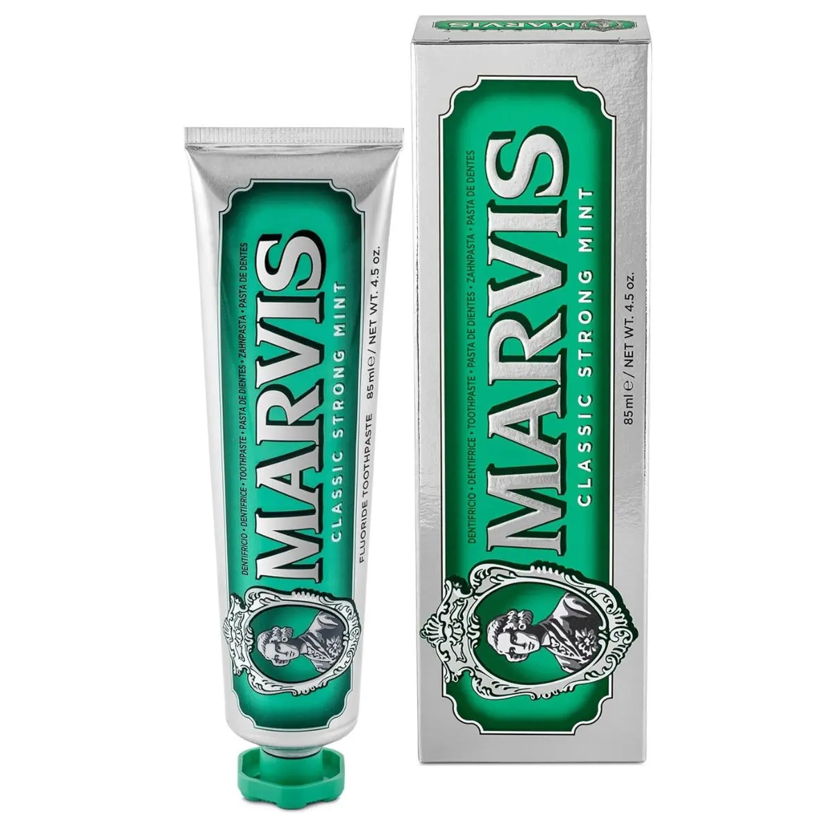 Marvis Classic Strong Mint Toothpaste, 85 ml, Sensational Flavoured Toothpaste for a Long-Lasting Freshness Oral Cosmetic
