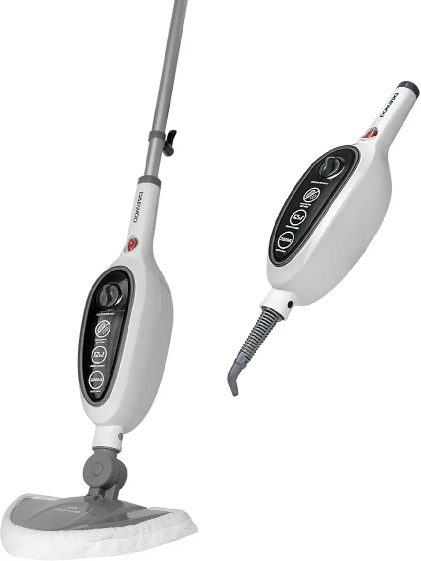 Daewoo 12 In 1 Steam Mop, Handheld, Easy-To-Use Swivel Head, Kills Bacteria, Corded, Overheat Protection, 1300W, Filled With Attachments For Multi-Purpose Use Around Your Home, Clothes And Car
