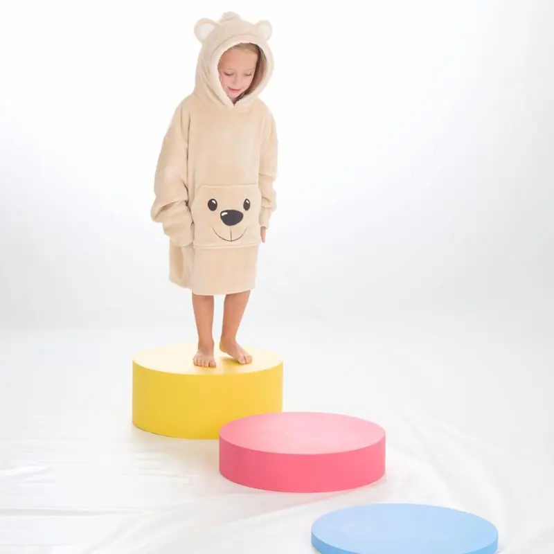 Baby / Kids Teddy bear style cosy Oodie Hoodie jumper dressing gown 4