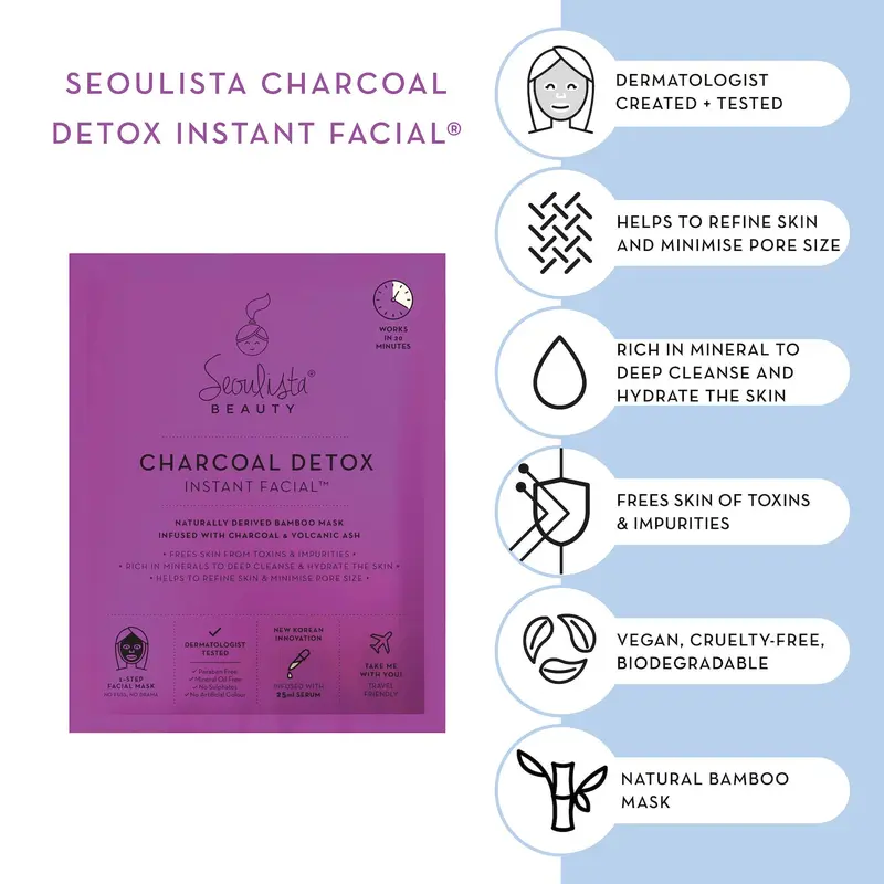Seoulista Charcoal Detox Instant Facial®  Skincare Cleansing Clear Hydrate 3