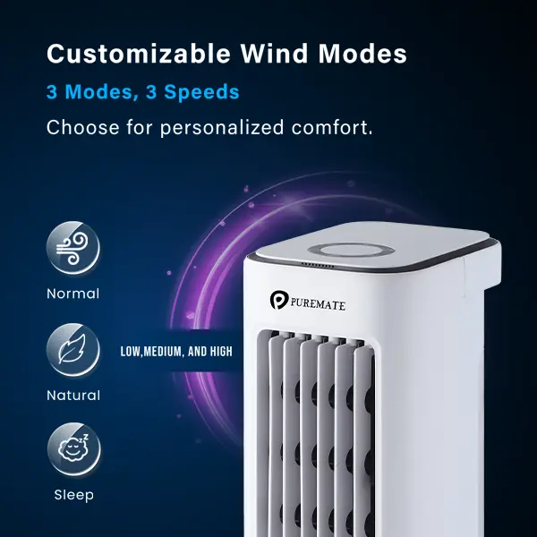 6 Litre Air Cooler PureMate Portable Evaporative Cooler with 3 Fan Speed Remote 4