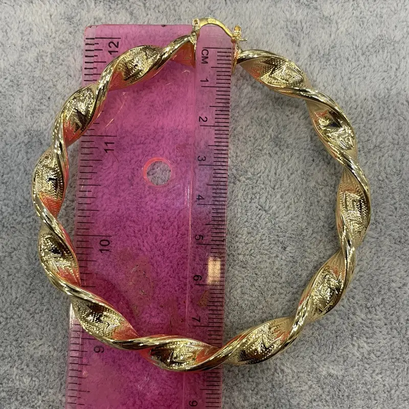 80mm gold filled patern hoops gold plated twist 1