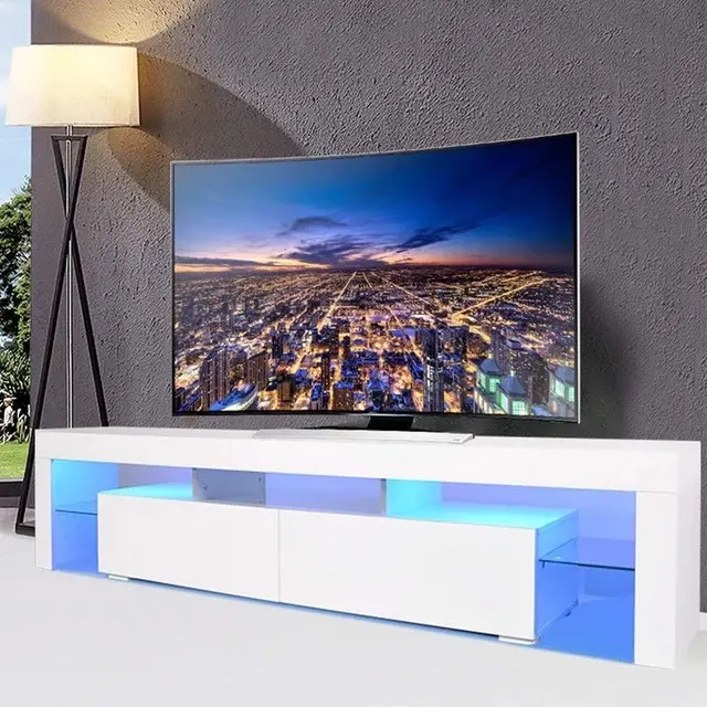 160cm LED TV Stand - White & Black Perfect for Your Home bbc silver storage