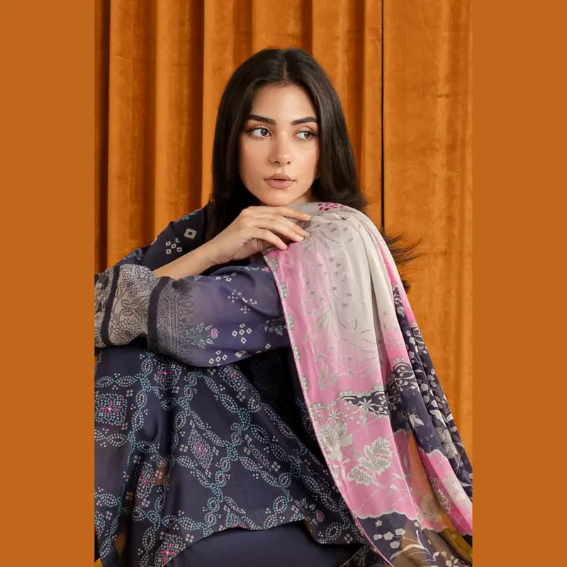 PK3-03 - CHARIZMA PRINTKARI COLLECTION - Fully Stitched - 3 Piece Printed Lawn Suit with Printed Chiffon Dupatta and Dyed Cotton Shalwar 2