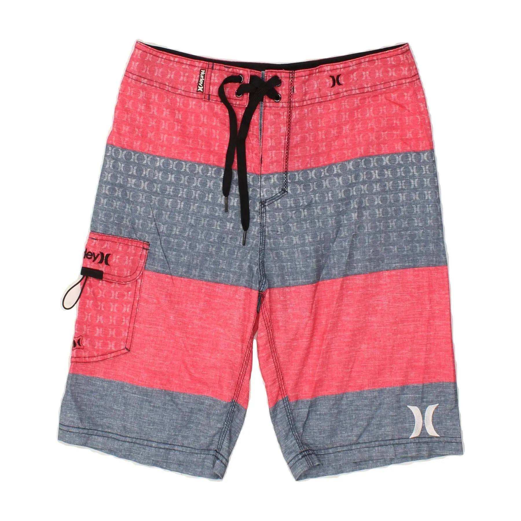 Pre-Owned Vintage HURLEY Mens Graphic Swimming Shorts Medium  Pink Colourblock