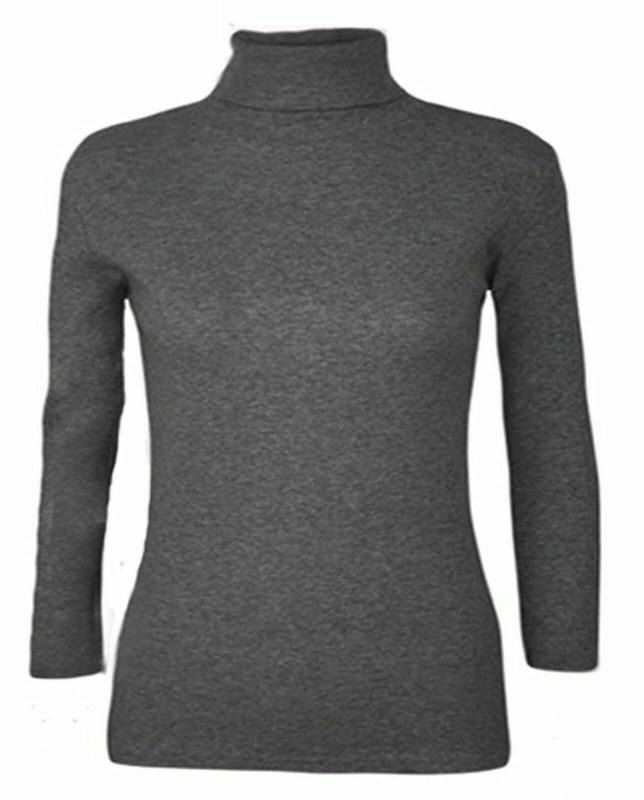 WOMENS POLO NECK TOP STRETCH LADIES LONG SLEEVE TURTLE NECK TOP JUMPER 8-26 1