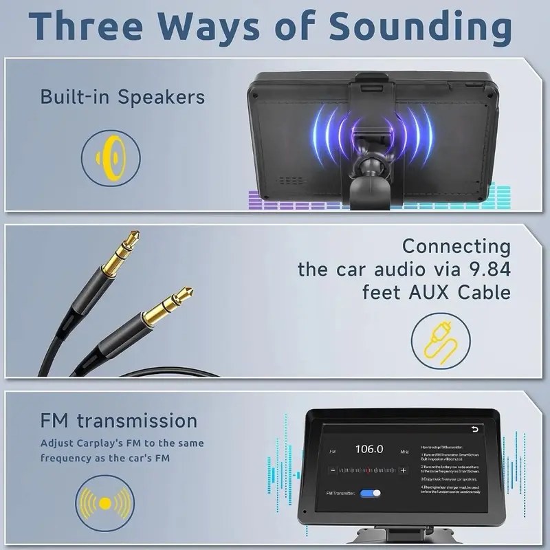car video players 7-inch Portable Wireless Car Stereo with HD Touch Screen for Apple Carplay & Android Auto touchscreen auxiliary input media player mediaplayer audio system new black carplay portable screen playscreen head unit bluetooth carplaysystems 4