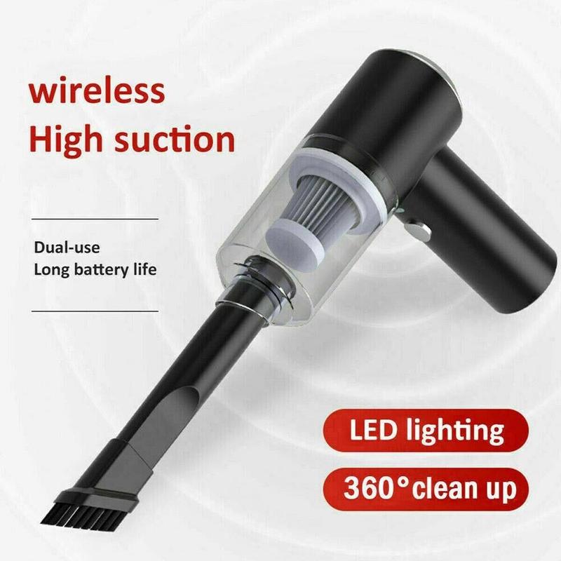 Rechargeable Wireless 120W, 6000pa Vacuum Cleaner Car & Air Duster, Handheld Vaccum Mini Power Suction USB Portable Wet & Dry Car Vacuum Cleaner with LED Light & Multi Nozzles for Car, Home, Pet 3