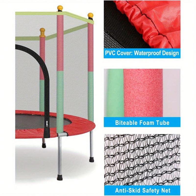 5 FT Trampoline With Safety Net Cover And Accessories Free Space Hopper For Indoor And Outdoor Use Red 1