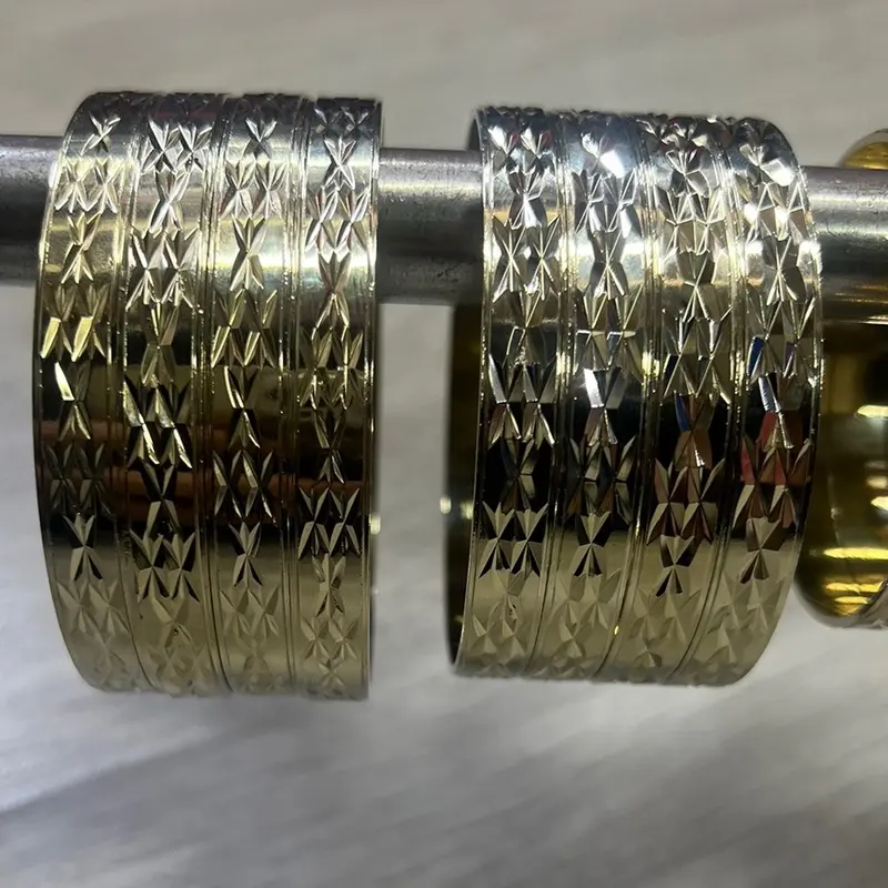 New style Bangles Cut and carve gypsy stacking bangles set of 2/4/6/8 9 carat gold plated 4