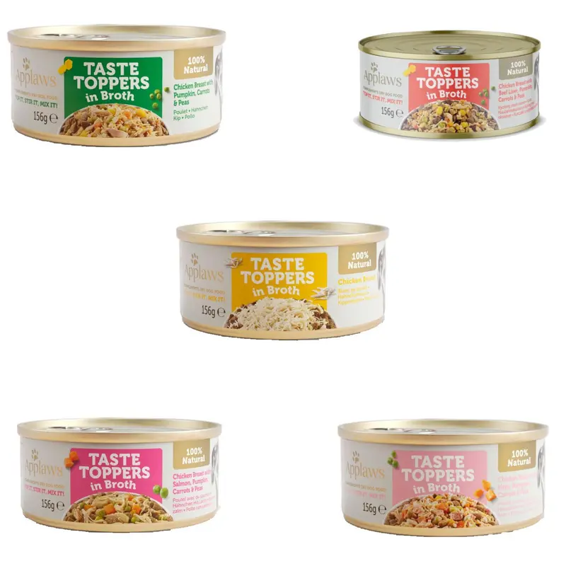 Applaws / Dog Food Toppers / 156g Tins / Chicken Breast / Duck / Beef / Beef Liver / Ham / Salmon / Chicken Breast with Lamb / 0
