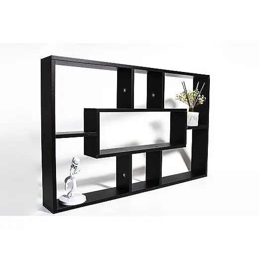 Floating 7 Compartment Display Wall Mounted Bookshelf Decor Flower Room Mdf 1
