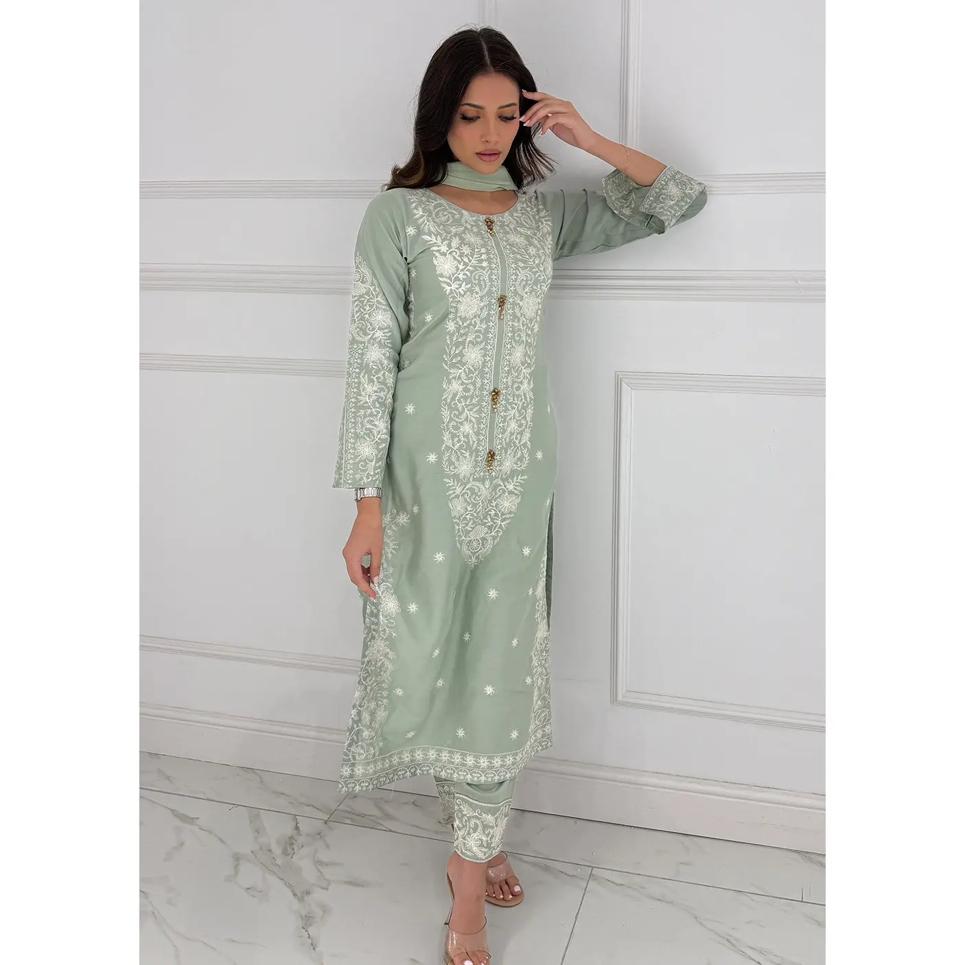 HK271 Jabeen - Mint Linen Oufit