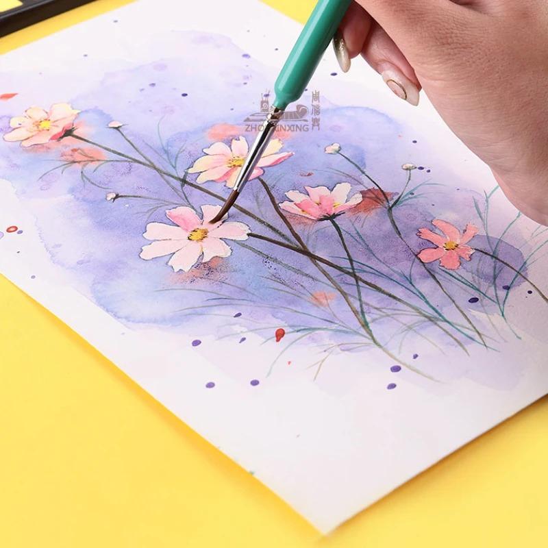 10 pcs Miniature Hook Line Pen Art Painting Brushes Weasel Hair Paint Brush Gouache Watercolor Oil Paints 3