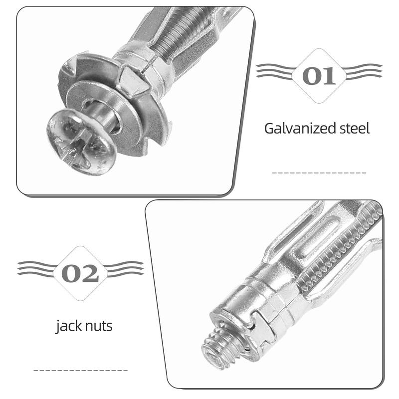 30Pcs Hollow Wall Anchors Expansion Nut Jack Fixing Nuts Steel Jack Nuts for Hollow Anchors Tool with Screw Screws Fixing 1
