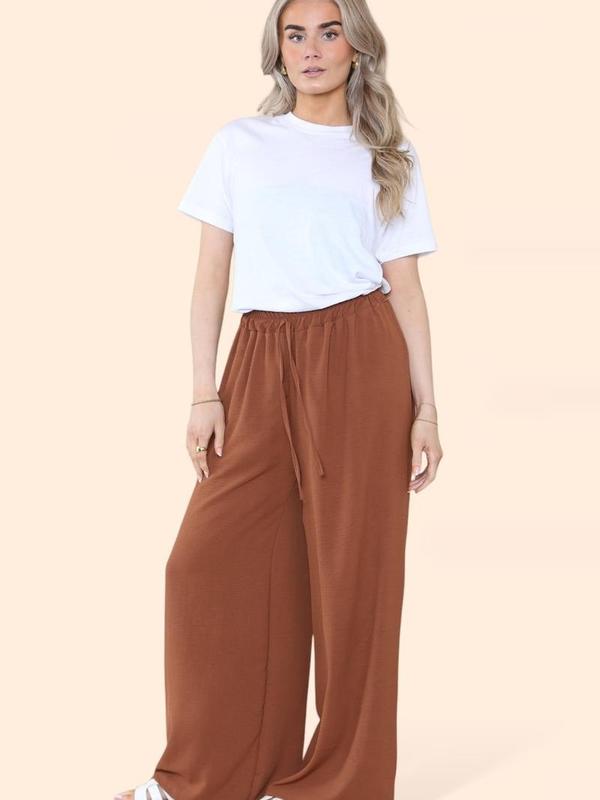 This That Fashion Women's Ladies Wide Leg Drawstring Palazzo Bottom Trouser Pant Womenswear 5