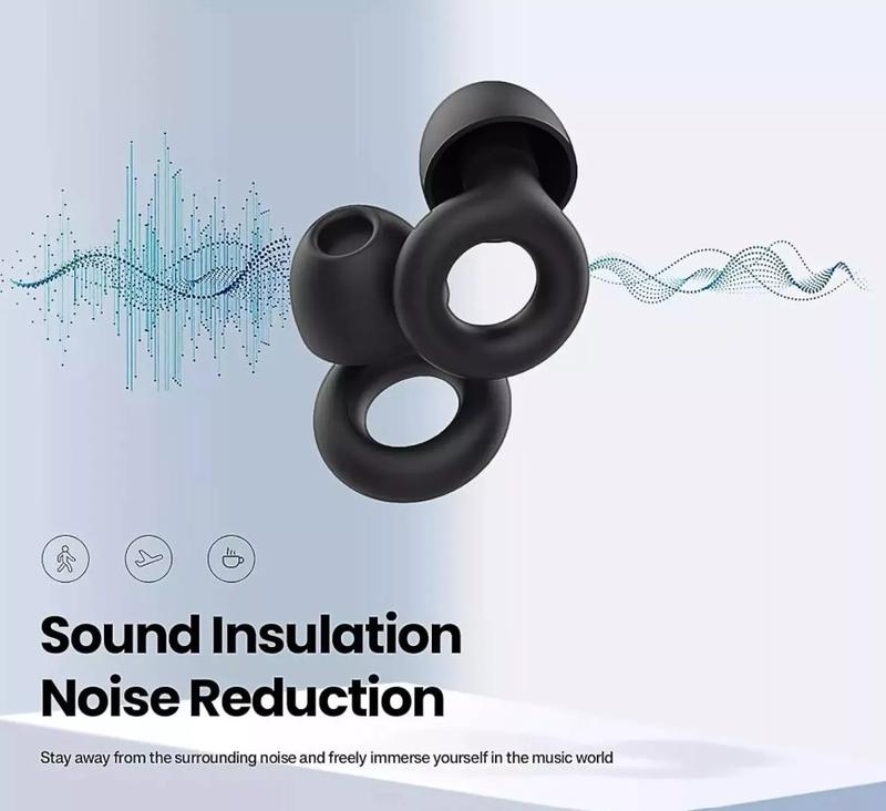 LOOP STYLE Black Comfortable Light Soft Reusable Silicon Earplugs Set with Travel Case for Sleep, Work, and Conversation Silicone Teens 5